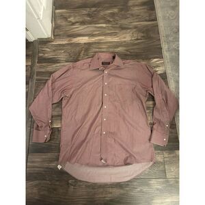 Donald J Trump Signature‎ Collection Dress Shirt 16 1/2 34/35 Red Striped 198